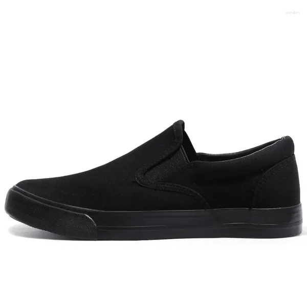 Zapatos Casuales Hombres Planos Slip-on Tallas Grandes N023 Mocasines De Lona Fresco Hombre Joven Calle Negro Transpirable