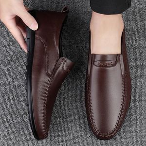 Zapatos informales para hombre, mocasines formales, color negro, elegante, de negocios, calzado de cuero genuino para hombre, mocasines para hombre, planos para conducir