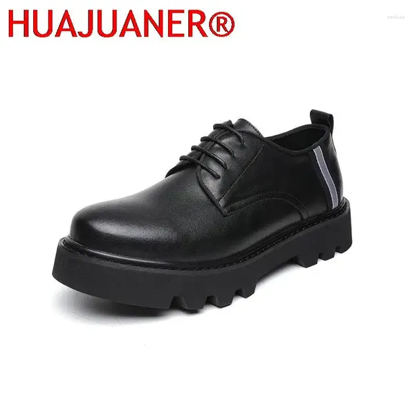 Zapatos casuales hombres formal oxfords primavera de otoño vestina de novia puro calzado de cuero diseño de plataforma negra para hombres