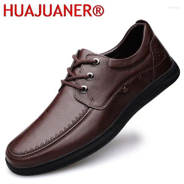 Chaussures décontractées Hommes en cuir authentique en dentelle formelle Robe Man Oxfords Fashion Retro Elegant Luxury Footwear Brand Business Mens