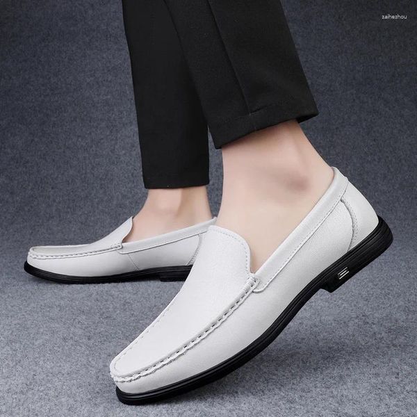 Zapatos Casuales Hombres Cuero Genuino Con Capucha Otoño Slip-on Plano Moda Marcas Lefu Conducción Cómoda Para Hombres