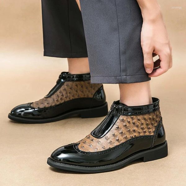 Zapatos informales para hombre, estilo japonés Karajuku, ropa de calle de moda coreana, botas de plataforma gruesas, vestido con cordones de cuero para hombre