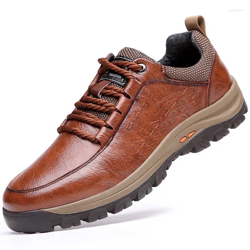 Freizeitschuhe Herren Lederstiefel Wolle Fell Dicke Verbundsohle Winter