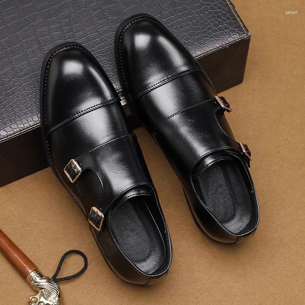 Chaussures décontractées hommes en cuir mode Double boucle mocassins hommes Slip-on Board Oxford printemps chaussures plates élégantes