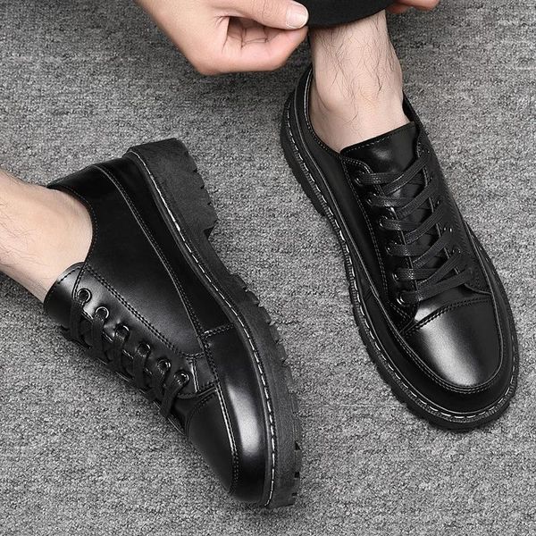 Zapatos casuales de cuero para hombres para versátiles de trabajo negros impermeables
