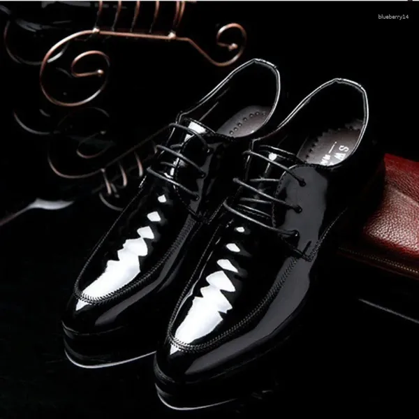 Chaussures décontractées hommes en cuir luxueux affaires oxford brevet bourdonnant formel plus taille de bureau mariage noir