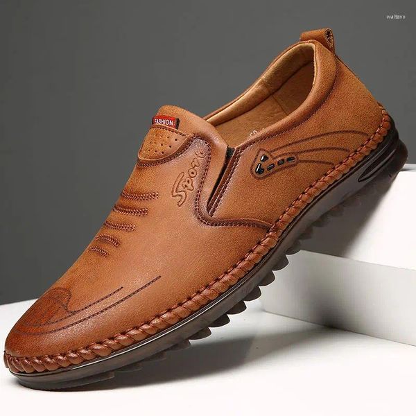 Mocassins de luxe en cuir pour hommes, chaussures décontractées, antidérapantes, semelles souples, respirantes, à enfiler, pour la conduite, grande taille 45