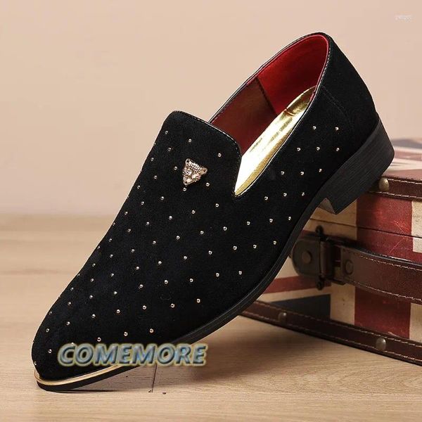 Chaussures décontractées hommes mocassins en daim cuir sans lacet rivets mocassins hommes extérieur lumière confortable conduite appartements printemps tailles 39-48