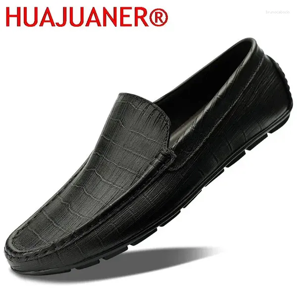 Zapatos casuales para hombres mocasines de cuero genuino para hombres mocasines machos slip-ons pisos de manejo