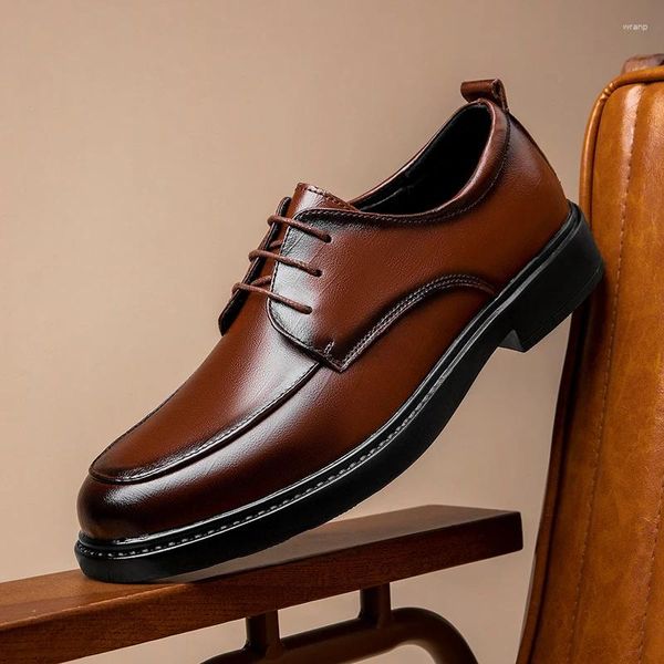 Zapatos informales para hombre, moda para actividades al aire libre, mocasines formales Oxford con cordones, mocasines italianos marrones, pisos de boda para hombre