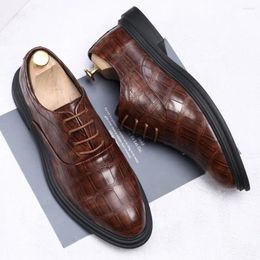 Chaussures décontractées en cuir Oxford pour hommes, dentelle artificielle, antidérapantes et imperméables, respirantes, portables