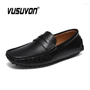 Casual schoenen Men Penny Loafers Dress Flats 2024 Mode Zwart formeel trouwmerk koe echt leer groot formaat 38-48