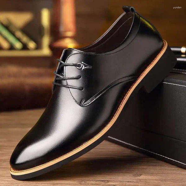 Chaussures décontractées en cuir respirant en cuir noir noire soft de printemps et automne