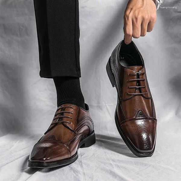 Chaussures décontractées British British Business Formal Wear Derby Leather Wedding Brown Wedding Oxford Banquet Robe