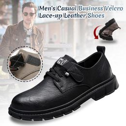 Chaussures décontractées pour hommes d'affaires à lacets en cuir PU baskets souples mocassins respirants semelle intérieure confortable marche conduite facile