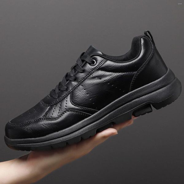 Chaussures décontractées Business Cuir Soft Moccasin confortable pour les hommes Automne Solide Black Blanc Sneakers