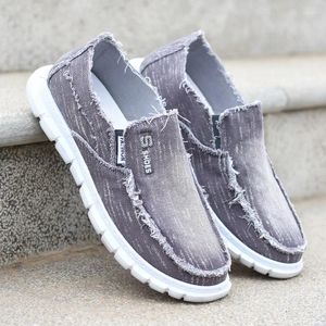Casual schoenen heren canvas zachte zool niet-slip sneakers werken rond teen comfortabele slip op loafers sapato masculina