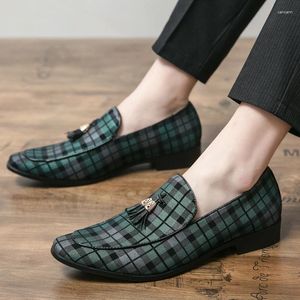 Casual schoenen heren geruite loafers leer comfortabel slip-on mocassins hoogwaardige modeman die Korea-stijl drijft