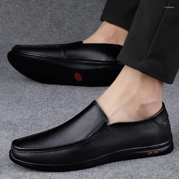 Zapatos Casuales Hombres Clásicos Negocios Oficina Social Citas Fiesta Formal Cuero Sin Cordones Fondo Suave Cabeza Redonda Mocasines Confort