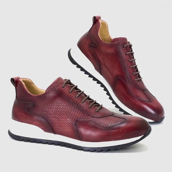 Zapatos informales para hombre, zapatillas clásicas hechas a mano de cuero de vaca Real, Oxfords masculinos, cómodos con cordones, transpirables, deportivos para correr para hombre