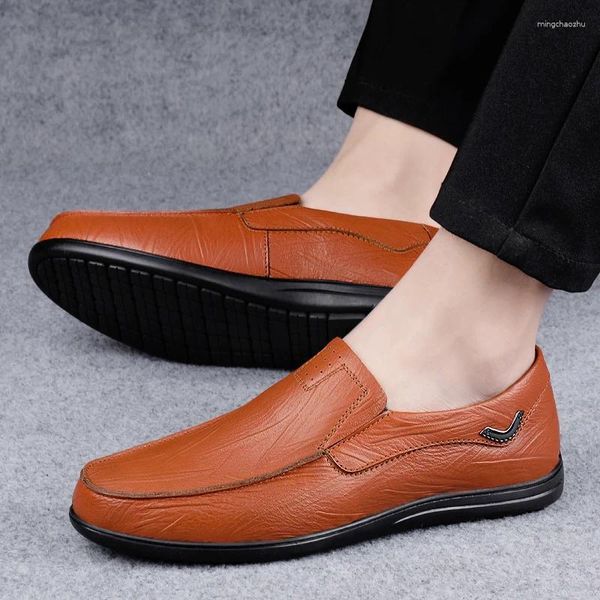 Chaussures décontractées en cuir confortable pour hommes, légères, véritables, respirantes, pour tous les jours