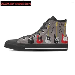 Chaussures décontractées Cool Vulcanize Guitar Teen Boys Boys High Top Lace-Up Toivas pour les appartements masculins Zapatillas en plein air