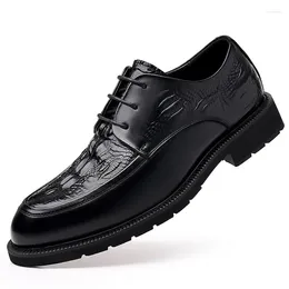 Vrijetijdsschoenen Herenmode Zakelijk Trouwjurk Origineel leer Derby schoen met veters Zwart Stijlvol Alligator graanschoeisel Chaussure