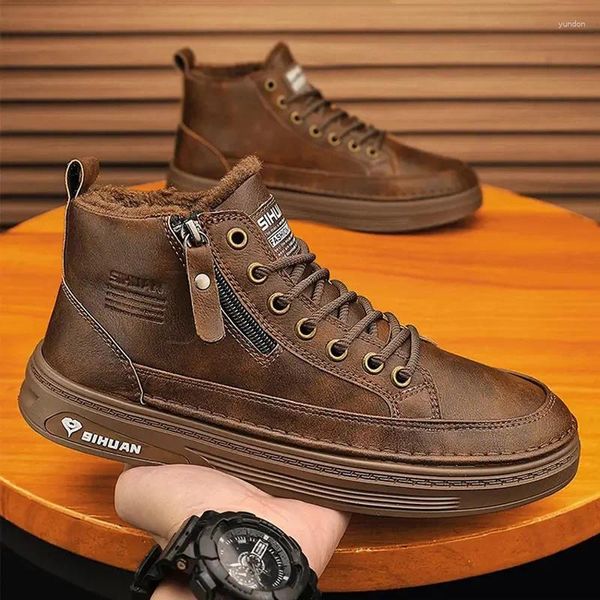 Zapatos casuales moda para hombres invierno más terciopelo algodón tibio algodón de algodón cómodo y versátiles calzado masculino al aire libre