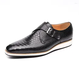 Chaussures décontractées en cuir authentique Chaussure respirante à la main pour hommes Fashion Fashion Original Budle Moine Strap Sneakers