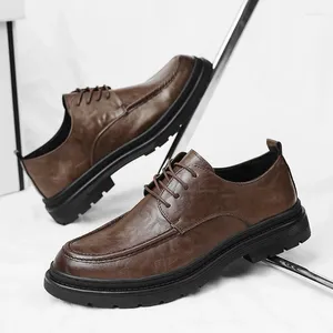 Chaussures décontractées en cuir véritable pour hommes, semelle épaisse, pour les déplacements professionnels, formels, minimalistes, travail, livraison gratuite