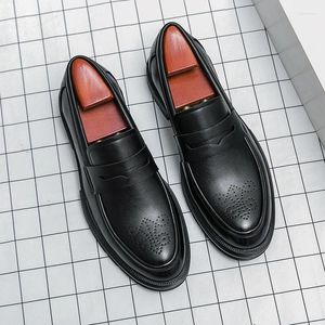 Casual schoenen Heren Grace Dress Leather Loar-On Loafers Men Fashion Formal Business Luxury Wedding Ration