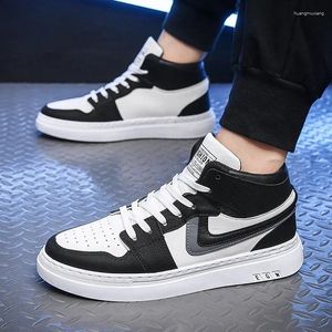 Zapatos informales, zapatillas altas para hombre, plataforma con cordones a la moda para hombre, zapatos planos resistentes al desgaste para estudiantes masculinos