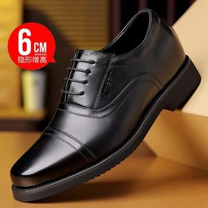 Chaussures décontractées en cuir pour hommes, augmenté de 6cm, pour les déplacements professionnels, trois connecteurs, travail formel