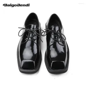 Chaussures décontractées !Toe irrégulier pour hommes brillant en cuir noir oxfords mûr homme tendance à la mode moderne