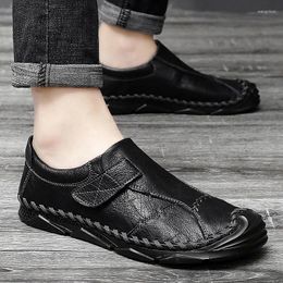 Zapatos informales de cuero para hombres conduciendo cuatro estaciones para caminar a mano duradera 38-47