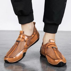Chaussures décontractées en cuir masculin Mandons faits à la main