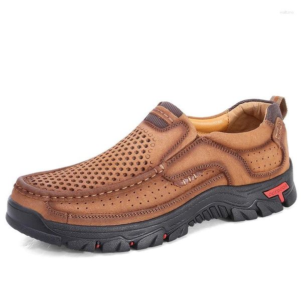 Zapatos Casuales de Cuero para Hombres Deportes Montañismo al Aire Libre Fondo Grueso Transpirable