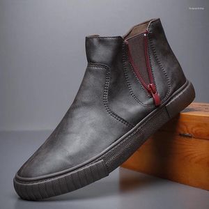 Zapatos casuales de cuero para hombres Spring Autumn Men Boot Non Slip Wear - Resistant Shoes#21827