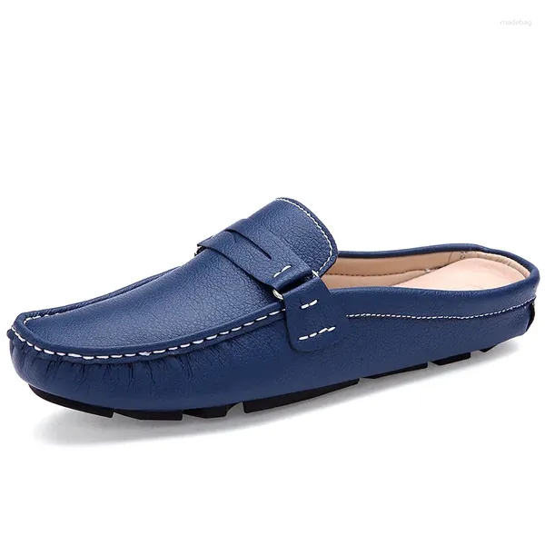 Chaussures décontractées Cuir masculin avec une tige douce et une semelle Slip on Half Slippers Slip-On Confortable Drive