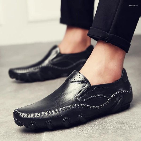 Zapatos casuales mocasines para hombres mocasinas de cuero negro transpirable