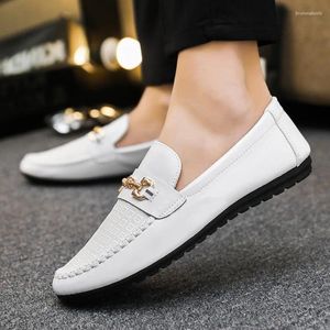 Chaussures décontractées Locs masculins confortables plats enracinement houstoux sur le cuir doux en cuir conduite mocassins Hombre hommes blancs