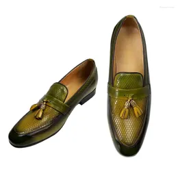 Chaussures décontractées Designer de tous les jours en plein air masculin de luxe de haute qualité sur les mocassins de sou noirs et verts CN