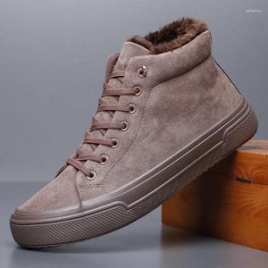 Chaussures décontractées pour hommes en peluche bottes chaudes automne / hiver hommes courts à l'intérieur de baskets haut de gamme confortables hommes # 21344