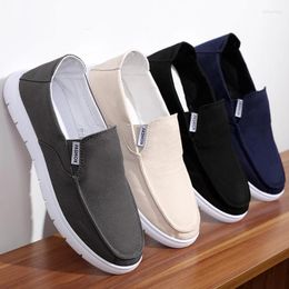 Casual schoenen heren slip-on oude beijing doek jeugdloafers pure kleur eenvoudige low-top soft-zolen dagelijkse slijtage platte canvas Chinees Chinees