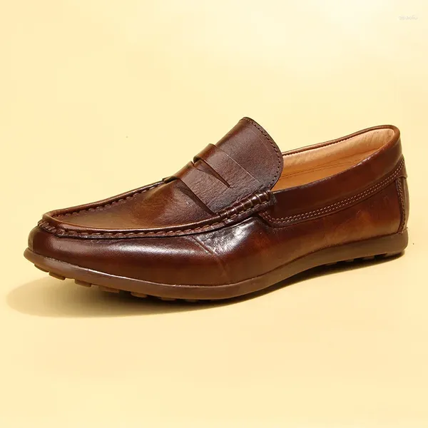 Chaussures décontractées en cuir souple pour les mocassins de slip-on-slip-on Business Homme d'affaires haut de gamme