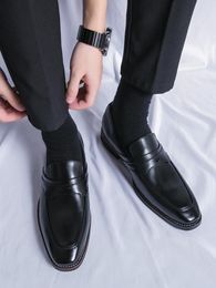 Zapatos Casuales Hombres Versátil Cuero Formal Negocios Masculino Oficina Trabajo Plano Boda Fiesta Vestido Vaca