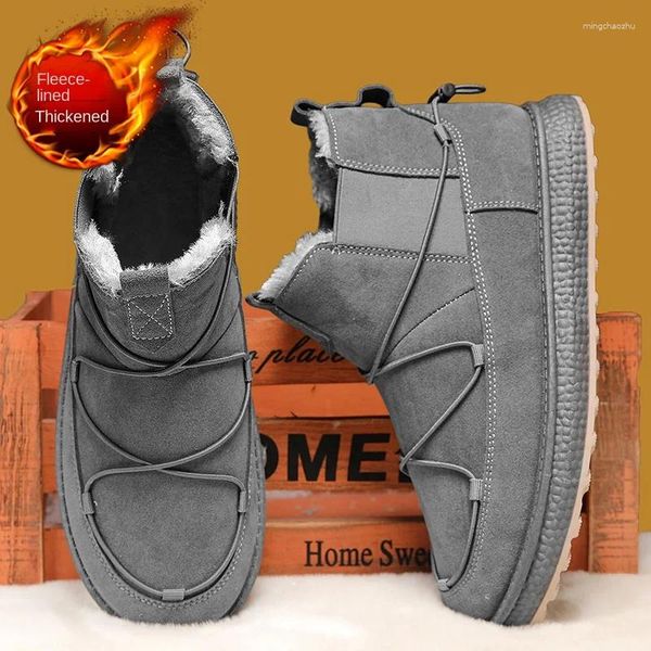 Zapatos casuales para hombres invernales impermeables botas de nieve de fondo grueso al aire libre de moda cómoda y caliente