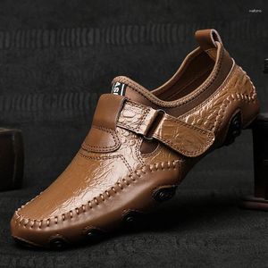 Chaussures décontractées Men Slip sur les mocassins conduisant doux confortable confortable en cuir véritable motif de crocodile