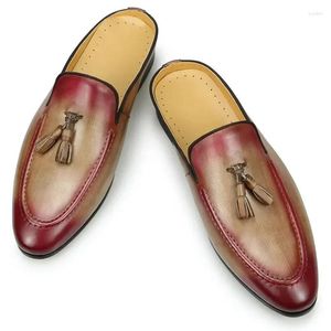 Casual schoenen mannen slippers van hoge kwaliteit echte lederen slip op klassieke handgemaakte loafers toeristisch strand mannelijk gratis schip