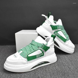 Chaussures décontractées pour hommes baskets en cuir mode tissu respirant hauteur augmente plate-forme tendance cool planche de correspondance facile